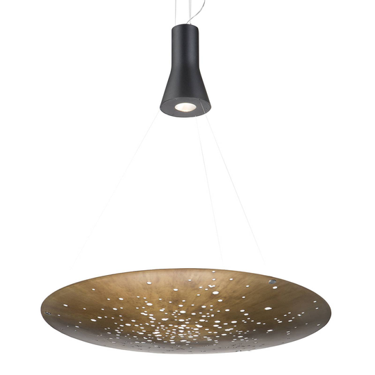Fabbian Lens LED-hengelampe Ø 90 cm, bronse